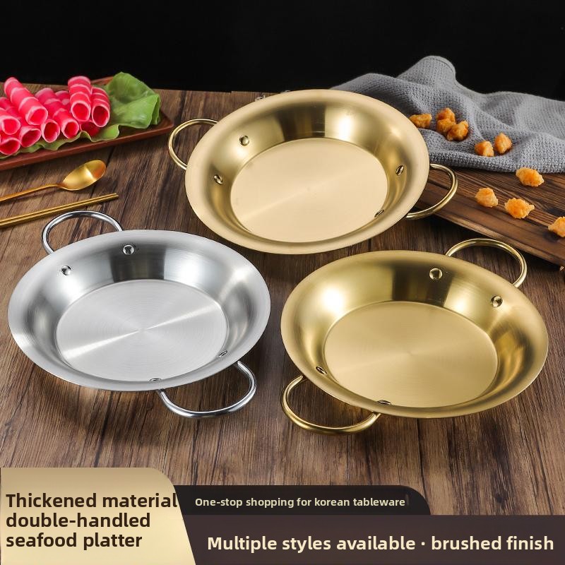 Paella Pan Steel - Stainless Steel Paella Pan with Double