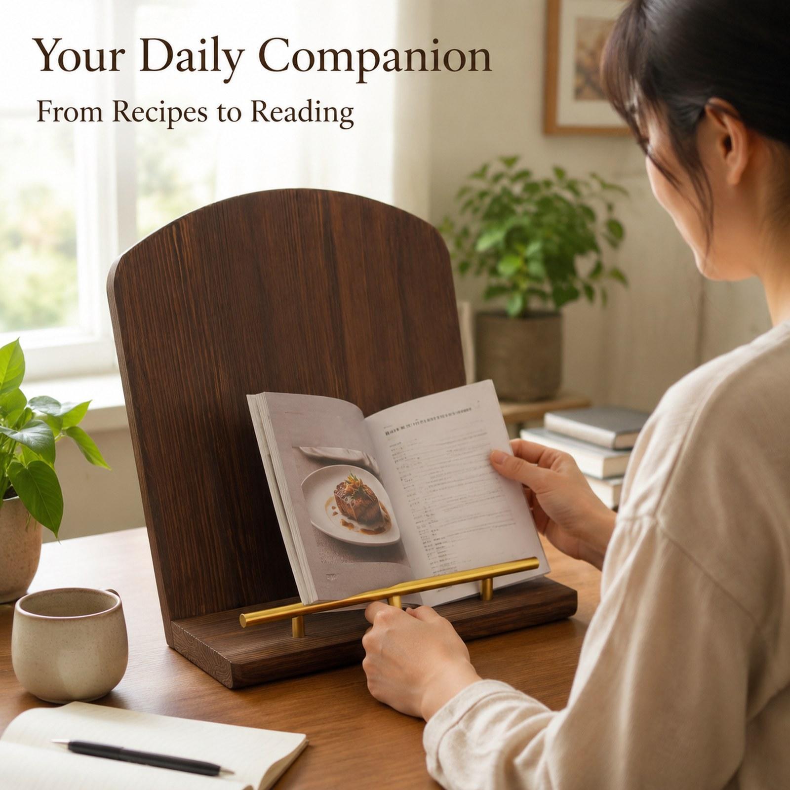 Home Cooking Book - Wooden Cookbook Stand Recipe Book Holder