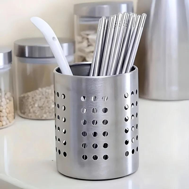 Home Cooking Delivery - #New.Stainless Steel Cylindrical Utensil Storage Box