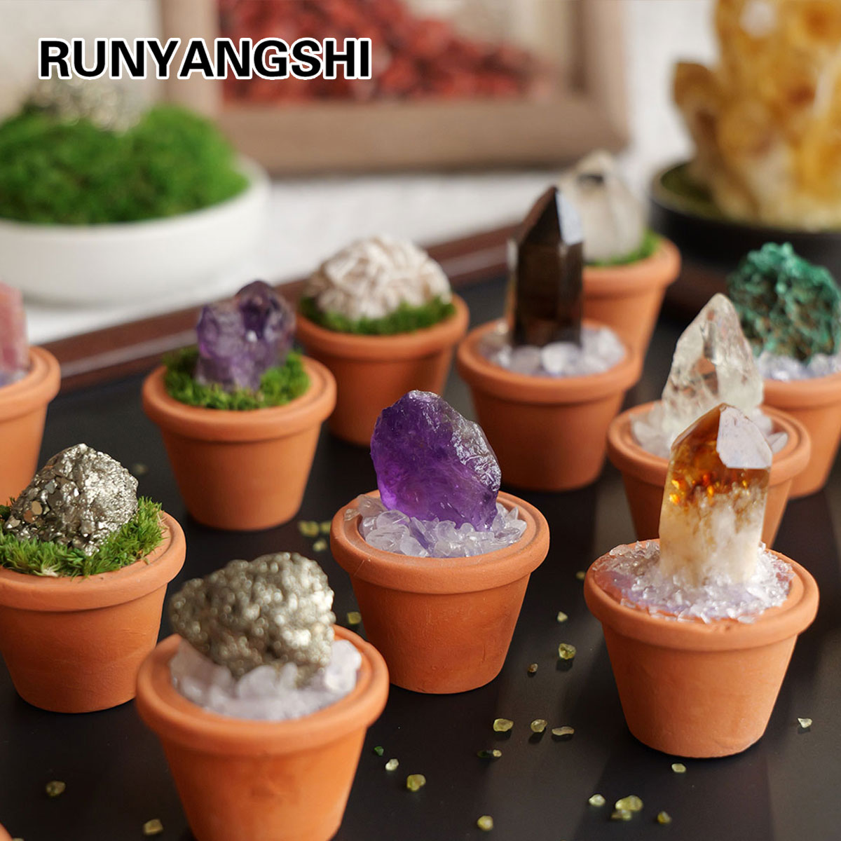 Tagine Clay Pot - 1pc Natural Crystal Stones Mini Clay