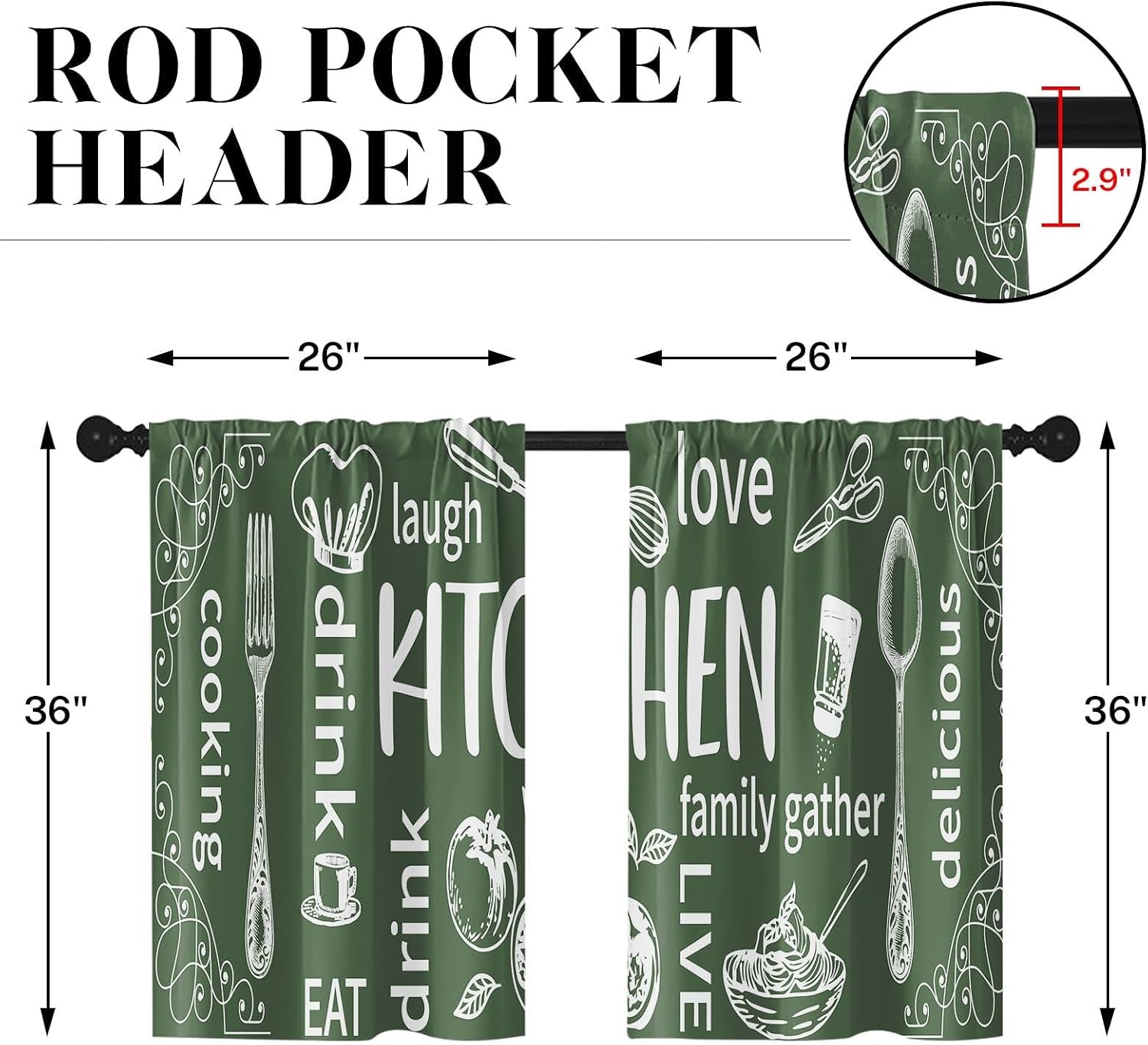 Aesthetic Kitchen Curtain Pair - Home Cooking In French review and price