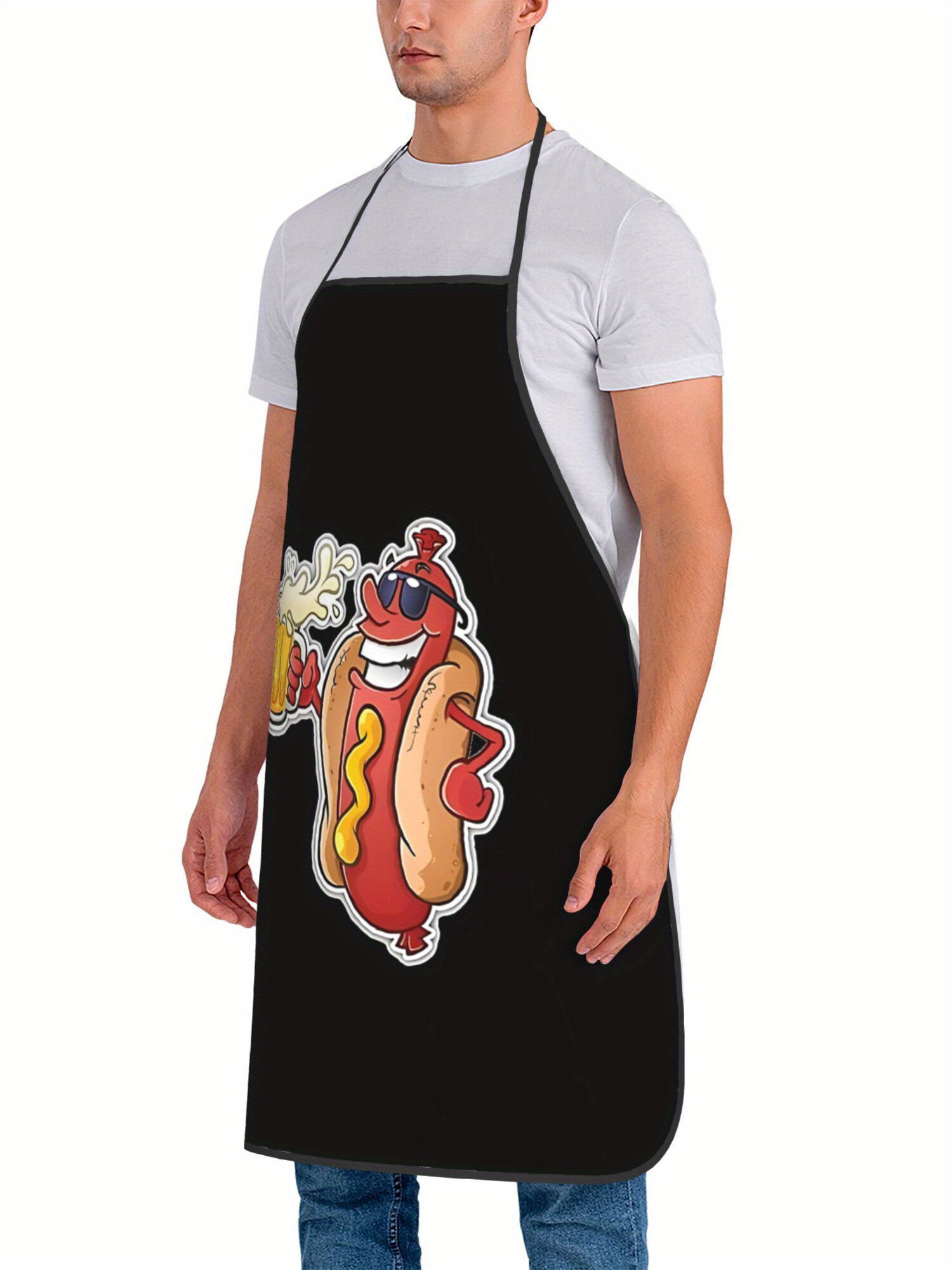 Hot Dog Pattern Print Apron, F - Home Cooking Fast Foods review and price