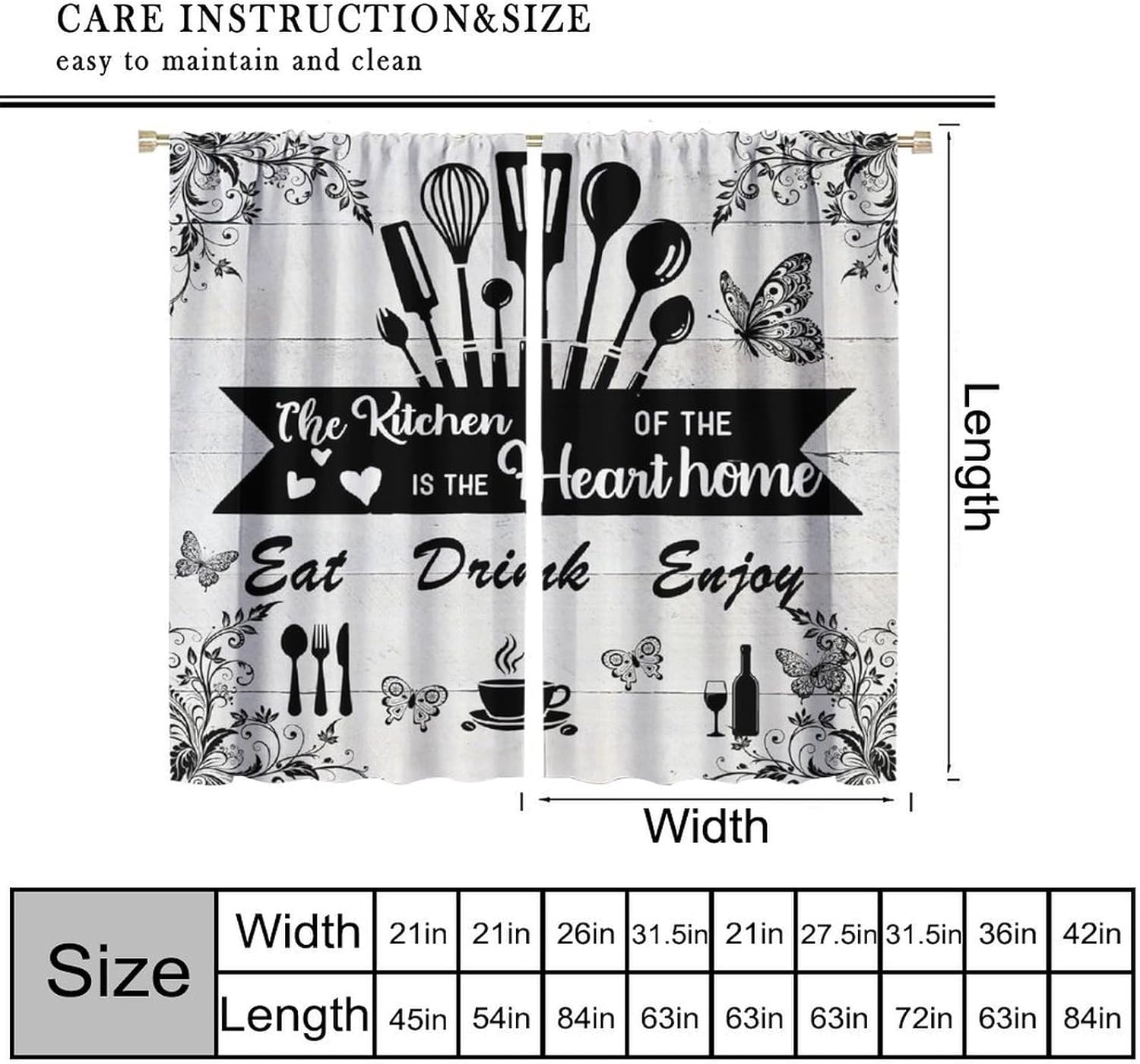 Farmhouse Rustic Curtains, Vin - Home Cooking In French review and price